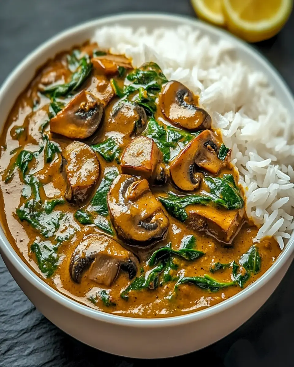 Flavorful Spinach and Mushroom Curry - Easy Indian Recipe First Image First Image