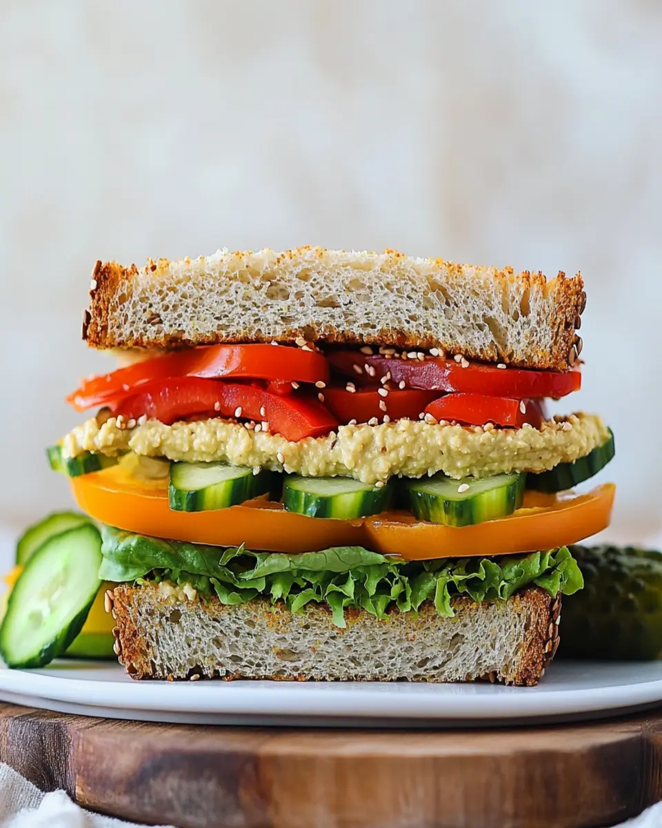 Irresistible Healthy Veggie Sandwich with Hummus Spread First Image First Image