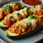 Crispy Chicken Parmesan Stuffed Zucchini Boats First Image First Image