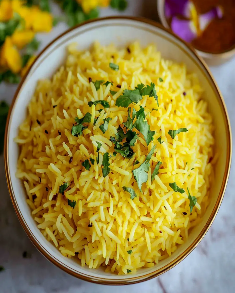 Easy Indian Saffron Yellow Basmati Rice Recipe First Image First Image