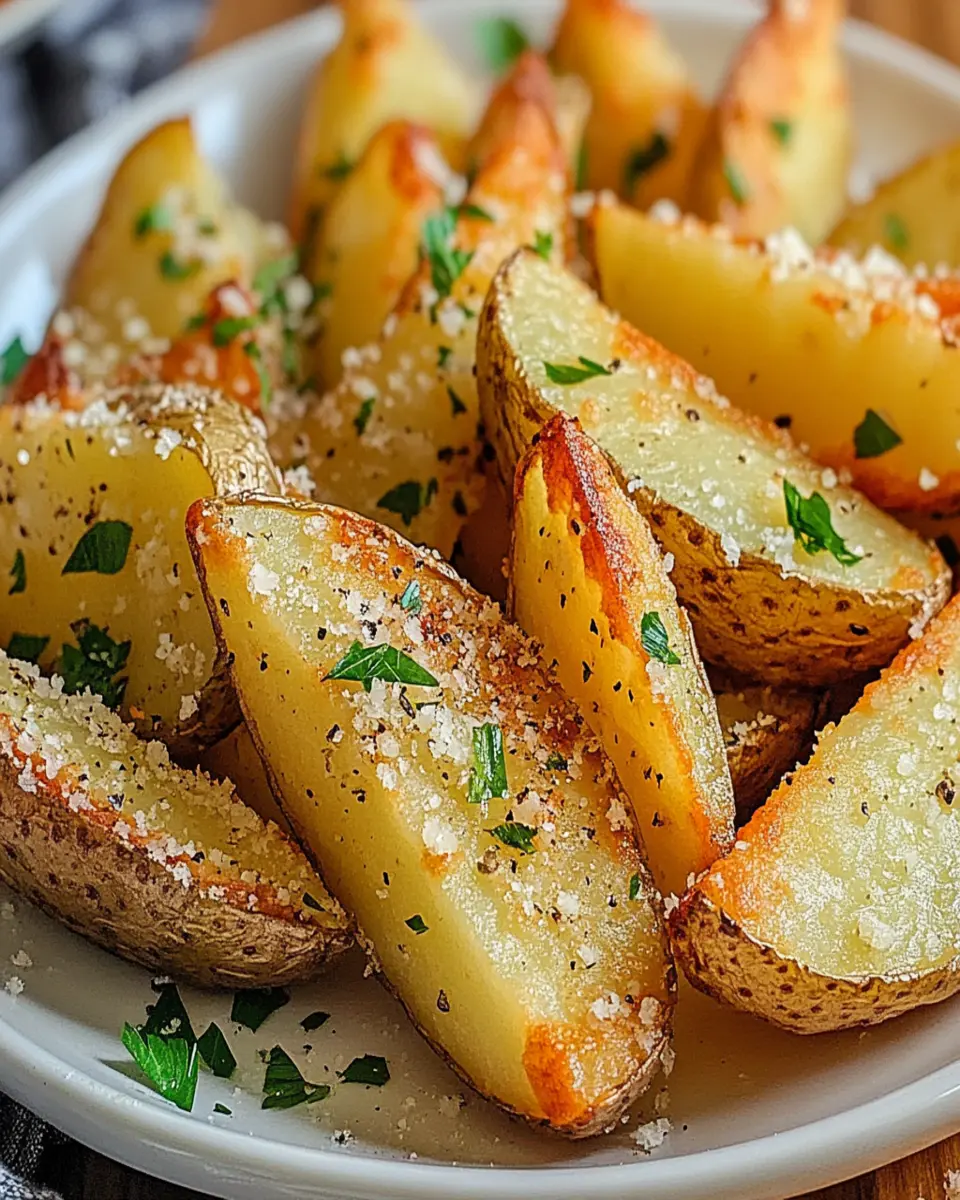 Irresistibly Crispy Garlic Parmesan Potato Wedges Recipe First Image First Image