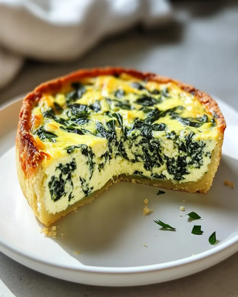 Creamy Crustless Spinach Ricotta Quiche with 14g Protein First Image First Image