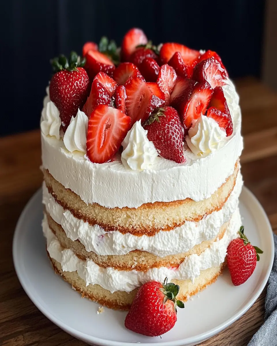 Layered Strawberry Angel Food Cake First Image First Image