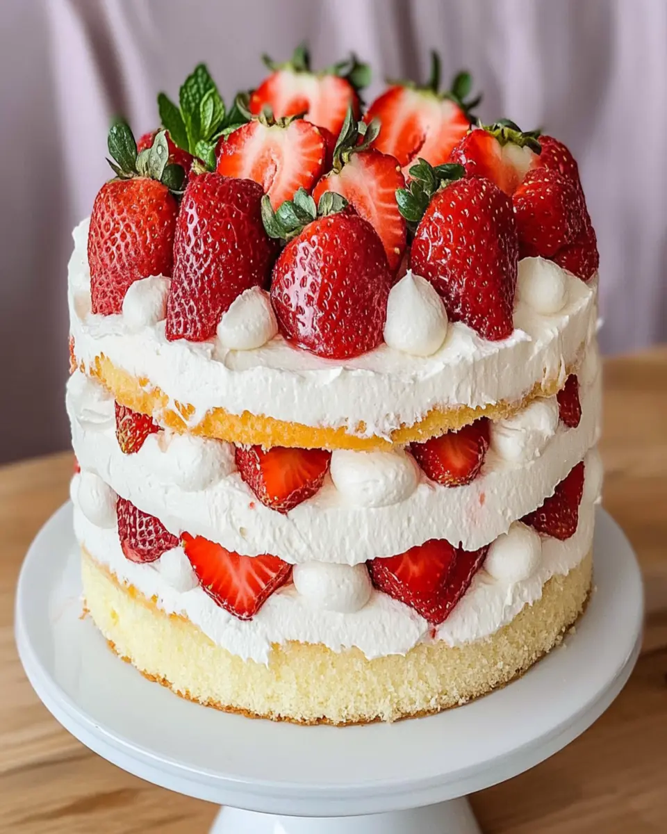 Layered Strawberry Angel Food Cake First Image First Image