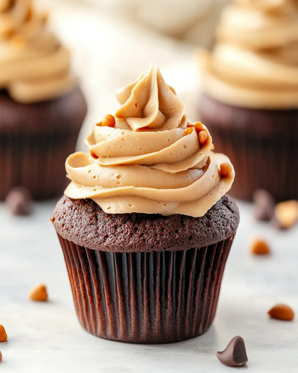 Chocolate Cupcakes with Peanut Butter Frosting First Image First Image