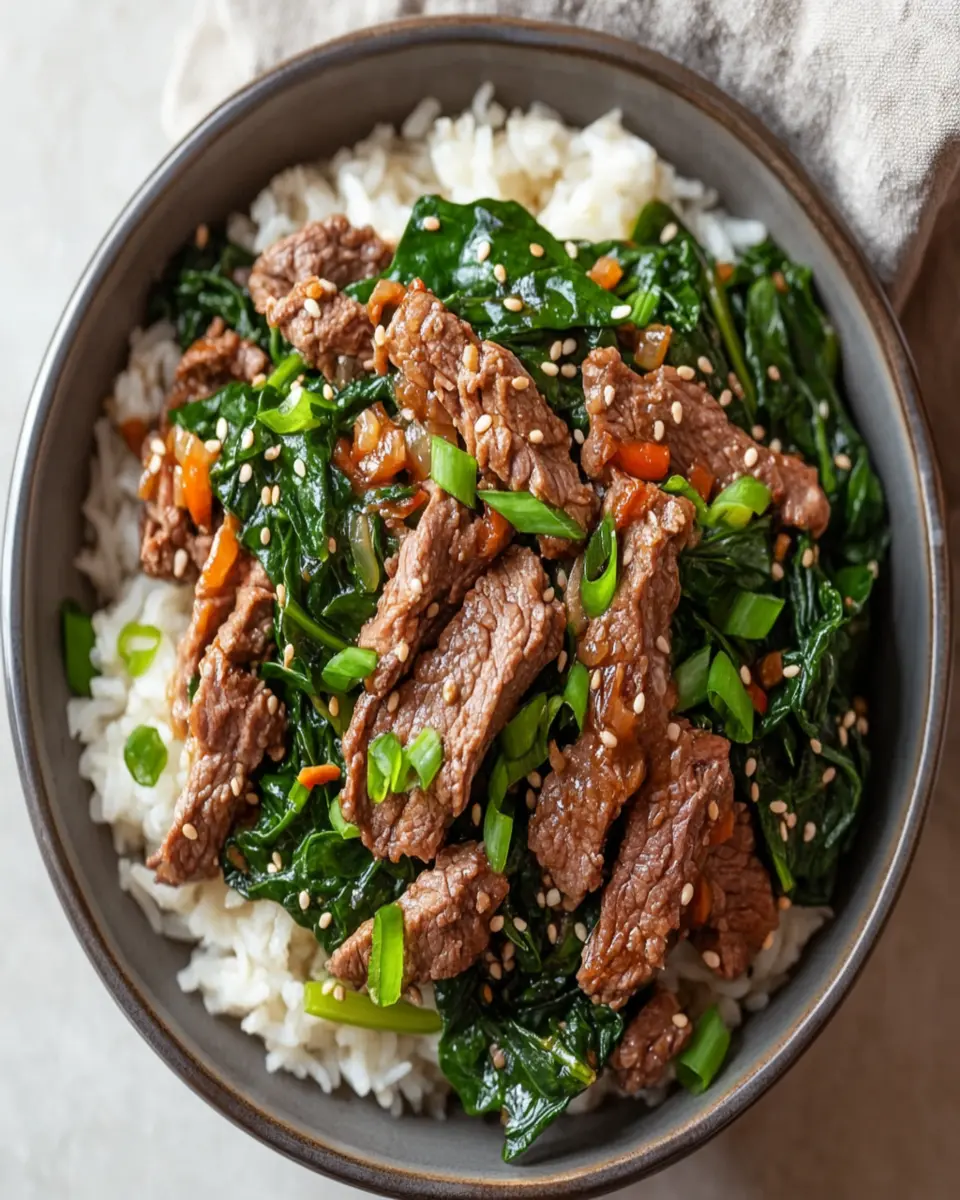 Slow Cooker Korean Beef Spinach Rice First Image First Image